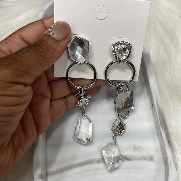 Zara Crystal Silver Dangle Earrings - Picture 7 of 12